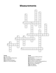 Measurements Crossword Puzzle