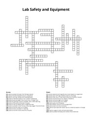Lab Safety and Equipment Crossword Puzzle