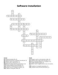 Software Installation Crossword Puzzle