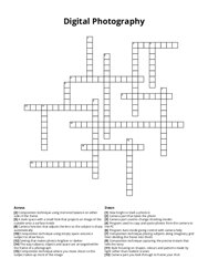 Digital Photography Crossword Puzzle