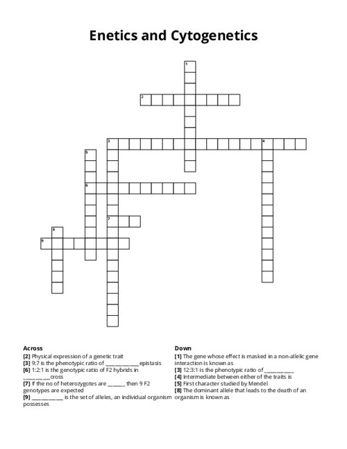 Enetics and Cytogenetics Crossword Puzzle