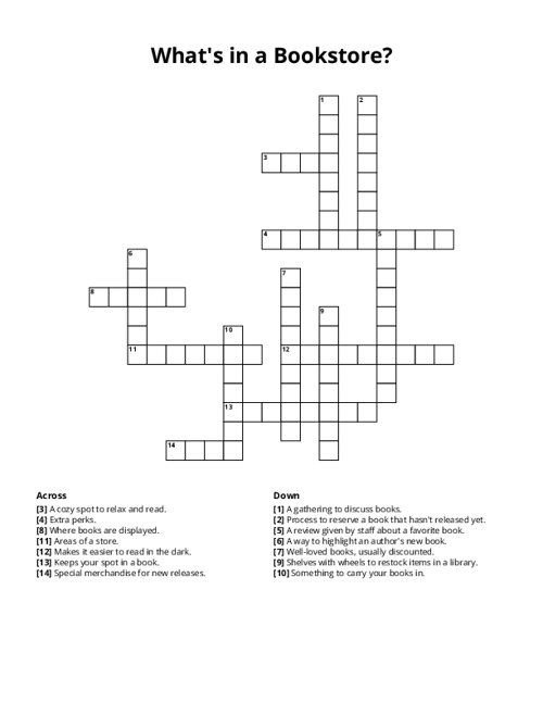 What's in a Bookstore? Crossword Puzzle