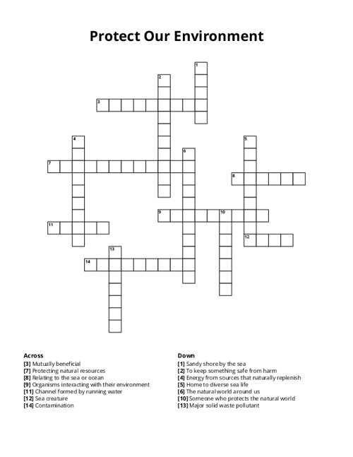 Protect Our Environment Crossword Puzzle