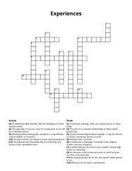 Experiences Crossword Puzzle