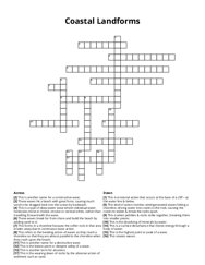 Coastal Landforms Crossword Puzzle
