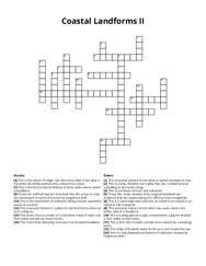 Coastal Landforms II Crossword Puzzle