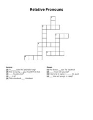 Relative Pronouns Crossword Puzzle