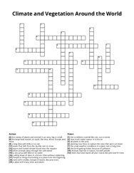 Climate and Vegetation Around the World Crossword Puzzle