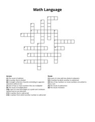 Math Language Crossword Puzzle