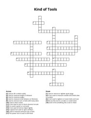 Kind of Tools Crossword Puzzle