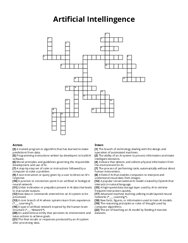 Artificial Intellingence Crossword Puzzle