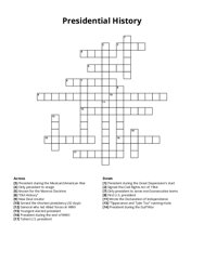 Presidential History Crossword Puzzle