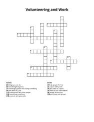 Volunteering and Work Crossword Puzzle