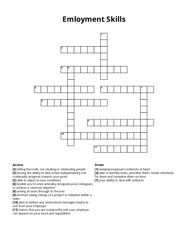 Emloyment Skills Crossword Puzzle