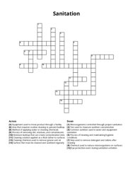 Sanitation Crossword Puzzle