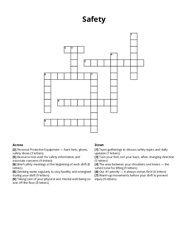 Safety Crossword Puzzle