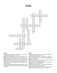 Cults Crossword Puzzle