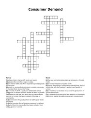 Consumer Demand Crossword Puzzle
