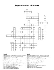 Reproduction of Plants Crossword Puzzle