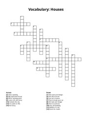 Vocabulary: Houses Crossword Puzzle