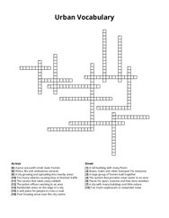 Urban Vocabulary Crossword Puzzle