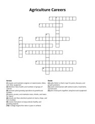 Agriculture Careers Crossword Puzzle
