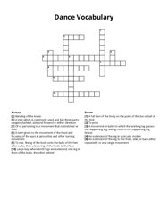 Dance Vocabulary Crossword Puzzle