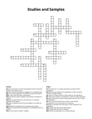 Studies and Samples Crossword Puzzle