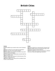 British Cities Crossword Puzzle