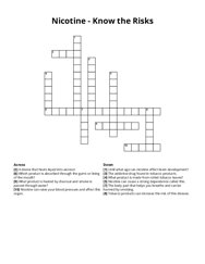 Nicotine - Know the Risks Crossword Puzzle