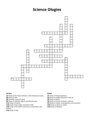 Science Ologies Crossword Puzzle