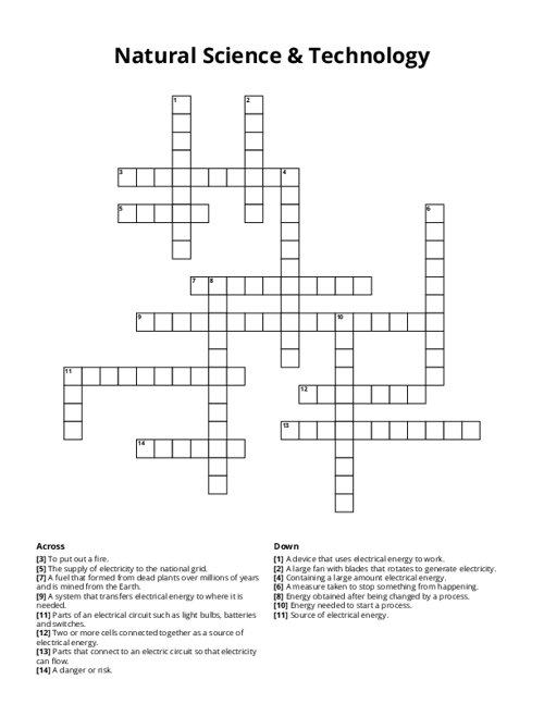 Natural Science & Technology Crossword Puzzle