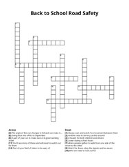 Back to School Road Safety Crossword Puzzle