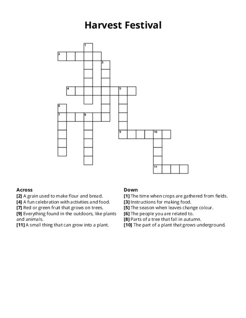 Harvest Festival Crossword Puzzle