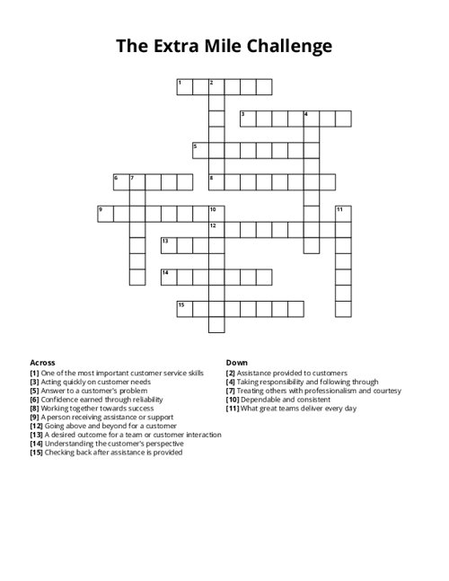 The Extra Mile Challenge Crossword Puzzle