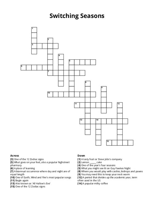 Switching Seasons Crossword Puzzle