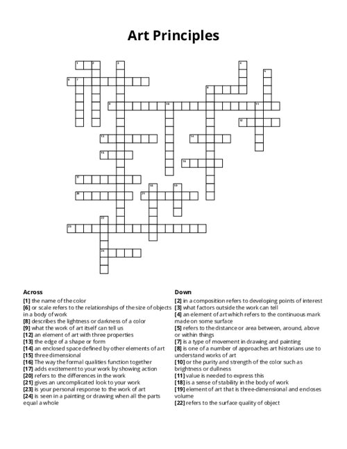 Art Principles Crossword Puzzle