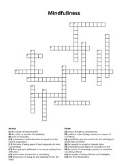 Mindfullness crossword puzzle
