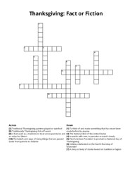 Thanksgiving: Fact or Fiction Crossword Puzzle