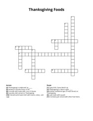 Thanksgiving Foods Crossword Puzzle