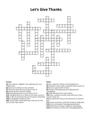 Lets Give Thanks Crossword Puzzle
