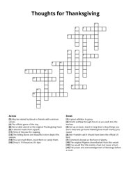 Thoughts for Thanksgiving Crossword Puzzle