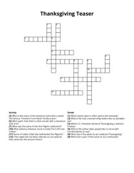 Thanksgiving Teaser Crossword Puzzle
