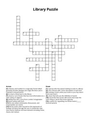 Library Puzzle Crossword Puzzle