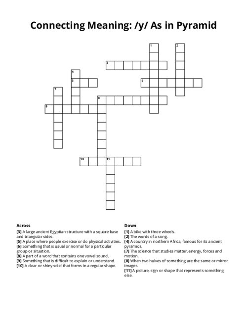 Connecting Meaning: /y/ As in Pyramid Crossword Puzzle