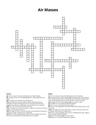 Air Masses Crossword Puzzle