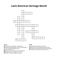 Latin American Heritage Month Crossword Puzzle