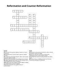 Reformation and Counter-Reformation Crossword Puzzle