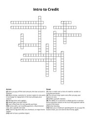 Intro to Credit Crossword Puzzle