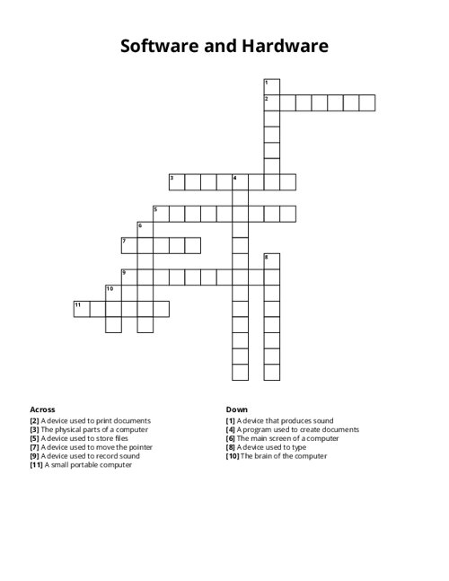 Software and Hardware Crossword Puzzle
